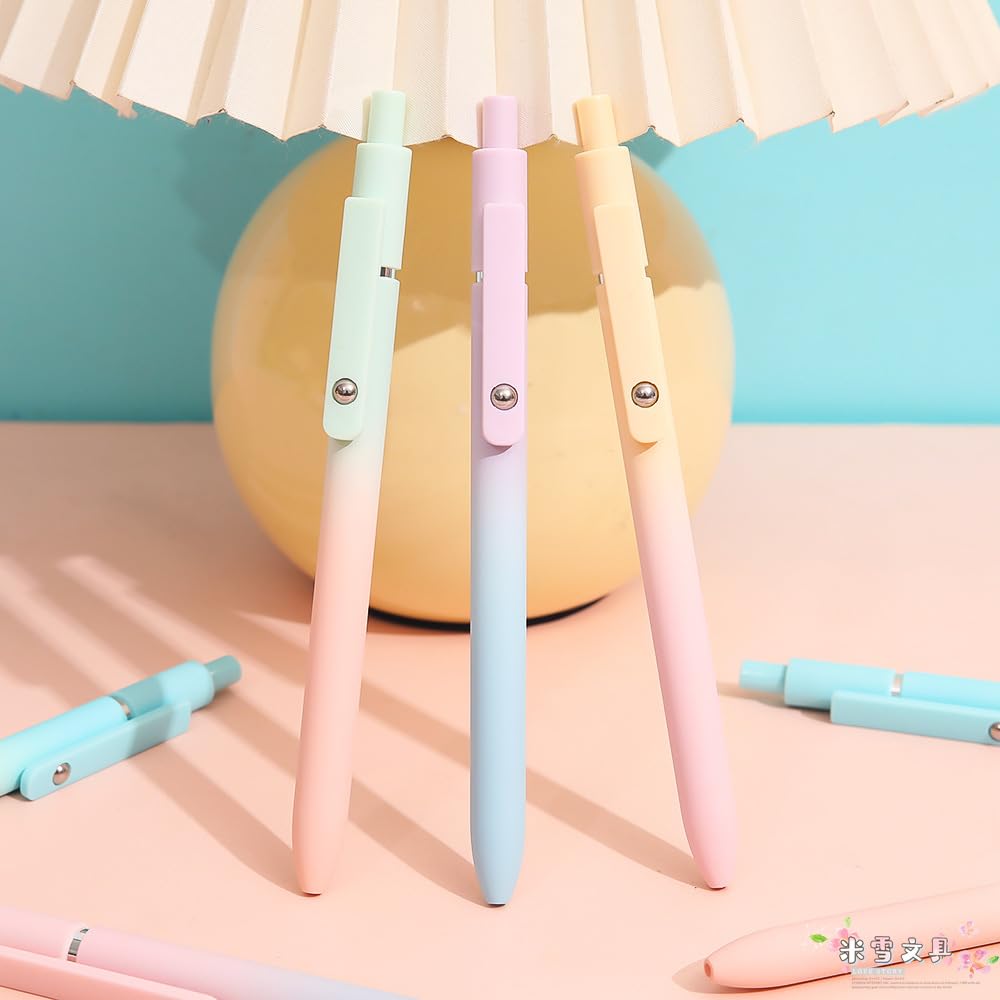 Gel Pens,6 Pcs 0.5mm Fine Point Black Ink Pens With Smooth Writing,Quick Dry Pens For Journaling,Nurse Aesthetic Pens,Office School Supplies for Men Women Student(Black Gray White)