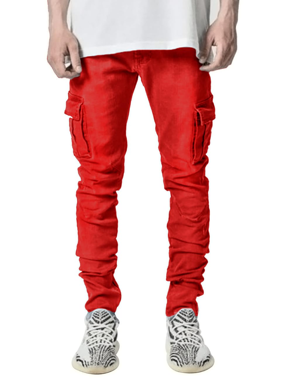 HUNGSON Men's Slim Fit Stretch Jeans Ripped Skinny Jeans for Men, Distressed Straight Leg Fashion Comfort Flex Waist Pants