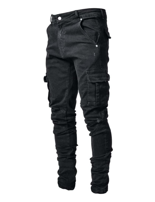 HUNGSON Men's Slim Fit Stretch Jeans Ripped Skinny Jeans for Men, Distressed Straight Leg Fashion Comfort Flex Waist Pants