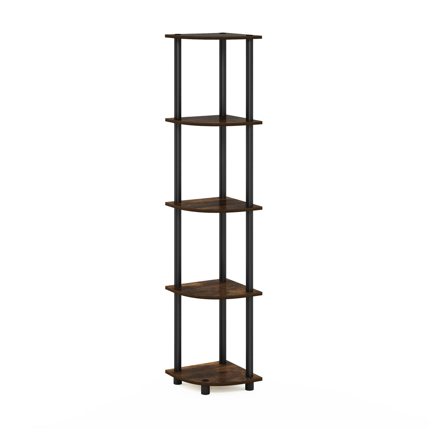 Furinno Turn-N-Tube 5 Tier Corner Display Rack Multipurpose Shelving Unit, 1-Pack, Espresso/Black