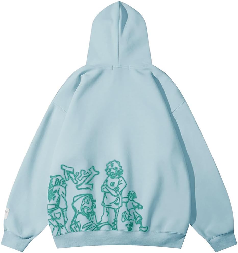 Aelfric Eden Mens Graphic Oversized Hoodie Cartoon Character Print Streetwear Casual hoodies y2k Hooded Sweatshirt