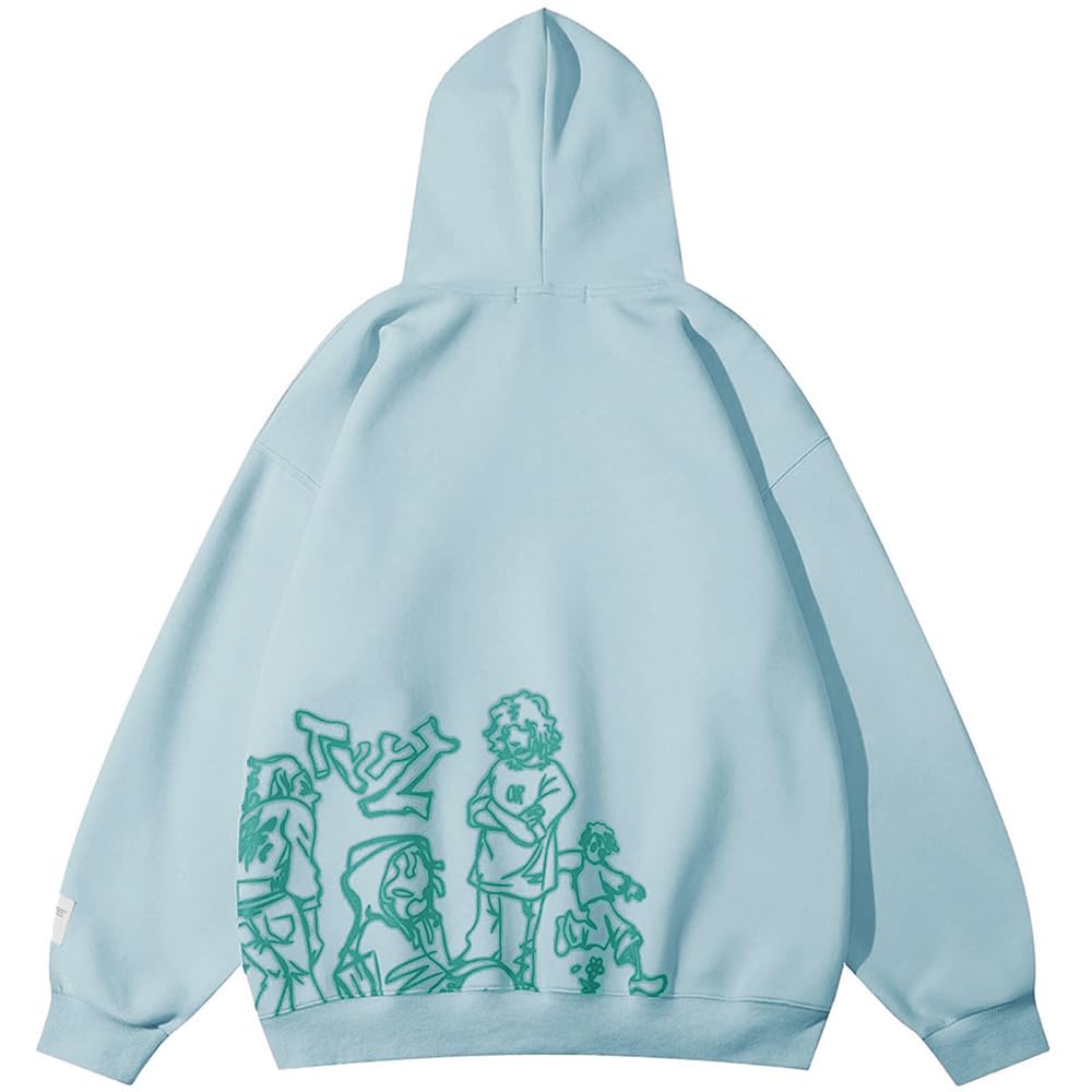 Aelfric Eden Mens Graphic Oversized Hoodie Cartoon Character Print Streetwear Casual hoodies y2k Hooded Sweatshirt