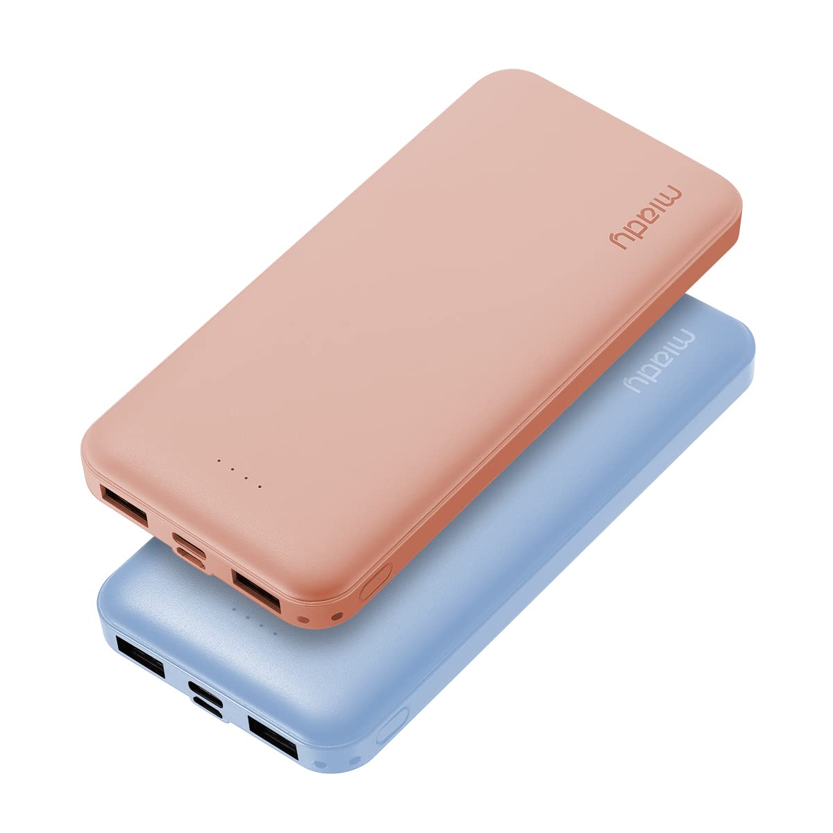 Miady 2-Pack 10000mAh Dual USB Portable Charger, USB-C Fast Charging Power Bank, Backup Charger for iPhone 15/14/13, Galaxy S23/22, Pixel and etc