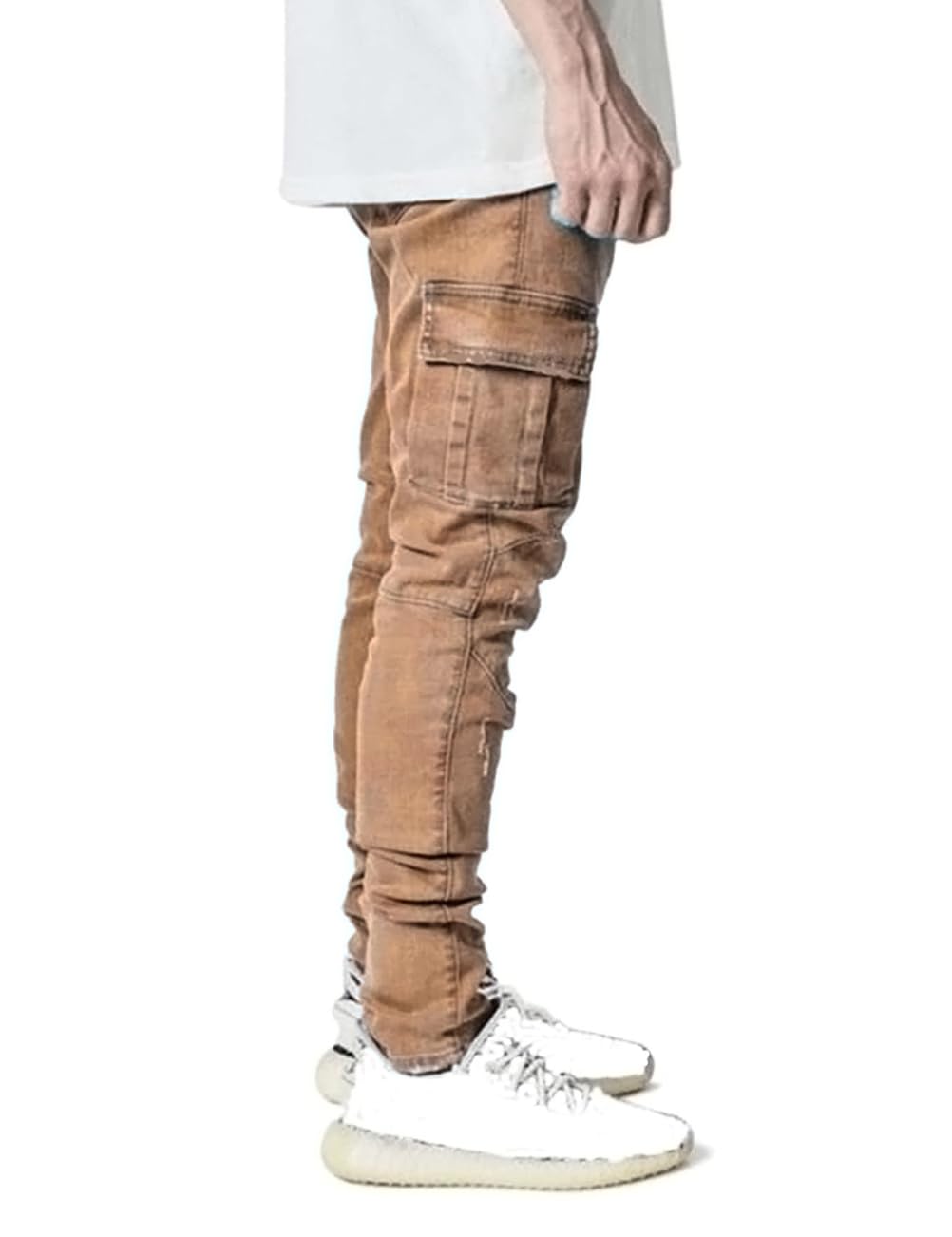 HUNGSON Men's Slim Fit Stretch Jeans Ripped Skinny Jeans for Men, Distressed Straight Leg Fashion Comfort Flex Waist Pants