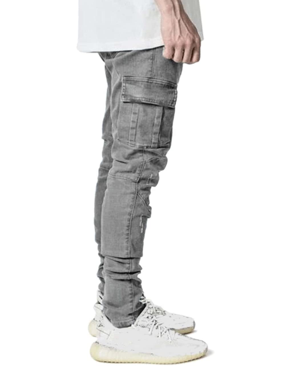 HUNGSON Men's Slim Fit Stretch Jeans Ripped Skinny Jeans for Men, Distressed Straight Leg Fashion Comfort Flex Waist Pants