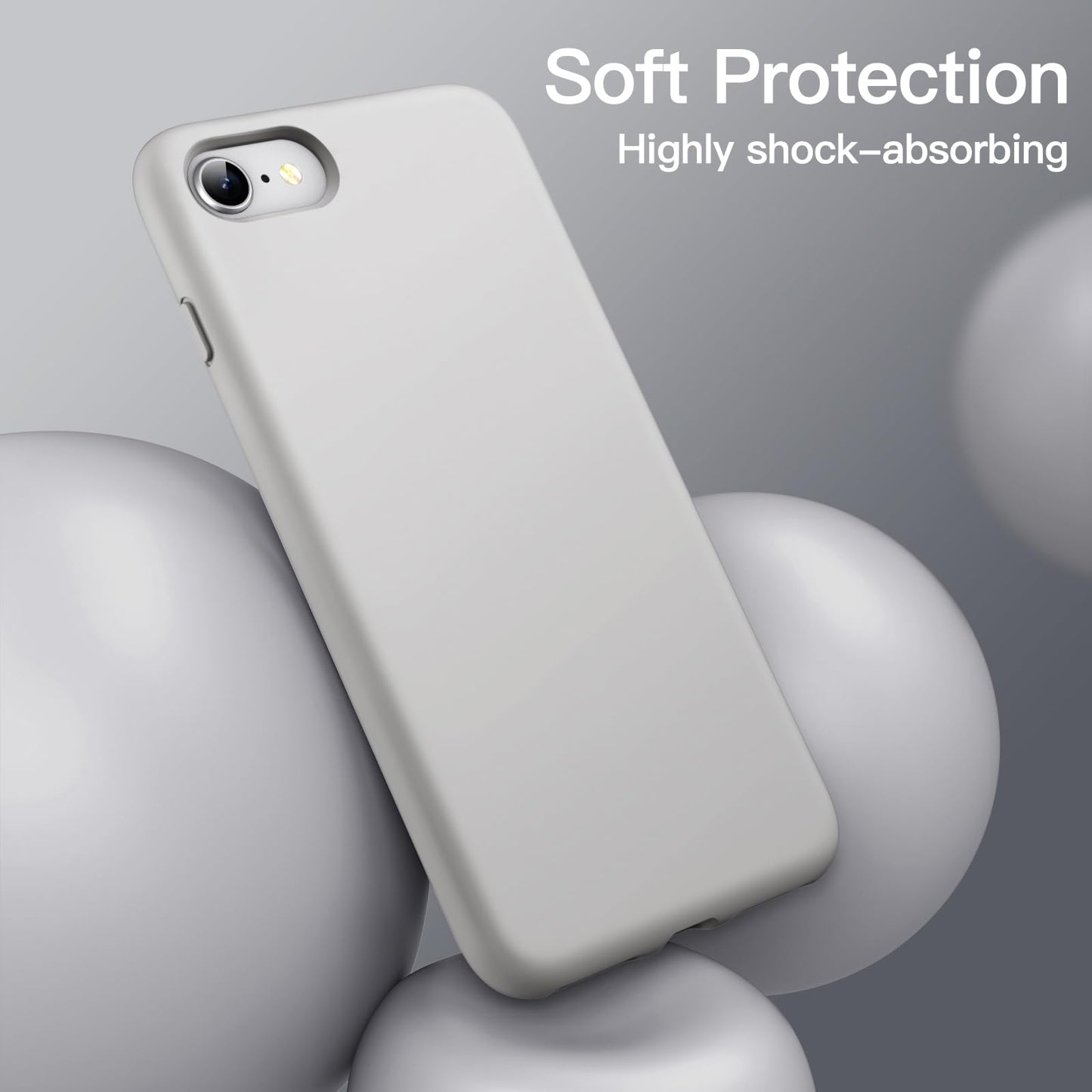 JETech Silicone Case for iPhone SE 3/2 (2022/2020 Edition), iPhone 8 and iPhone 7, 4.7-Inch, Silky-Soft Touch Full-Body Protective Case, Shockproof Cover with Microfiber Lining (Black)