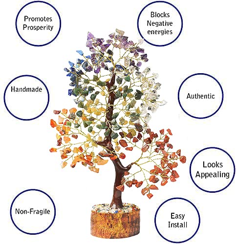 Crystal Tree. Crystals and Healing Stones.Spiritual Gifts for Women.With14 Natural Tumbled Stone Orgone Pendant and Tree of Life