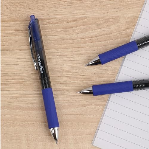 Amazon Basics Gel Pens Fine Point Smooth Writing Pens, Retractable, Black, 0.7mm, 12 Pack