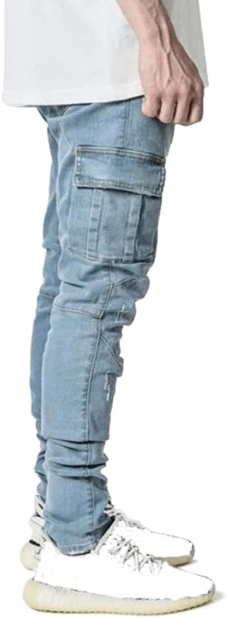 HUNGSON Men's Slim Fit Stretch Jeans Ripped Skinny Jeans for Men, Distressed Straight Leg Fashion Comfort Flex Waist Pants