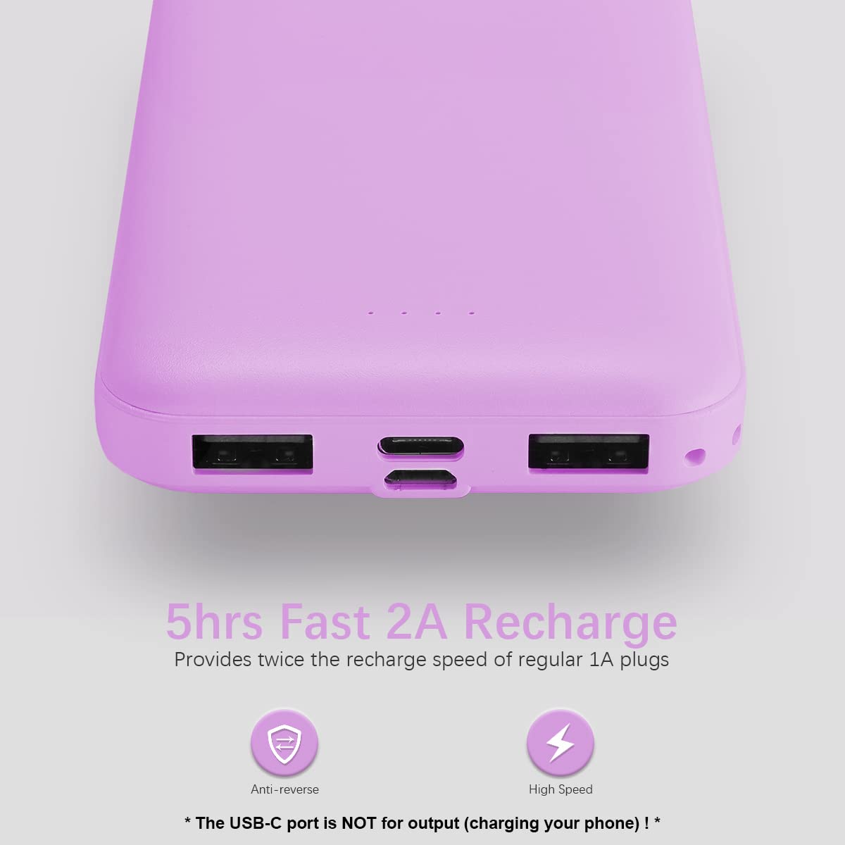 Miady 2-Pack 10000mAh Dual USB Portable Charger, USB-C Fast Charging Power Bank, Backup Charger for iPhone 15/14/13, Galaxy S23/22, Pixel and etc