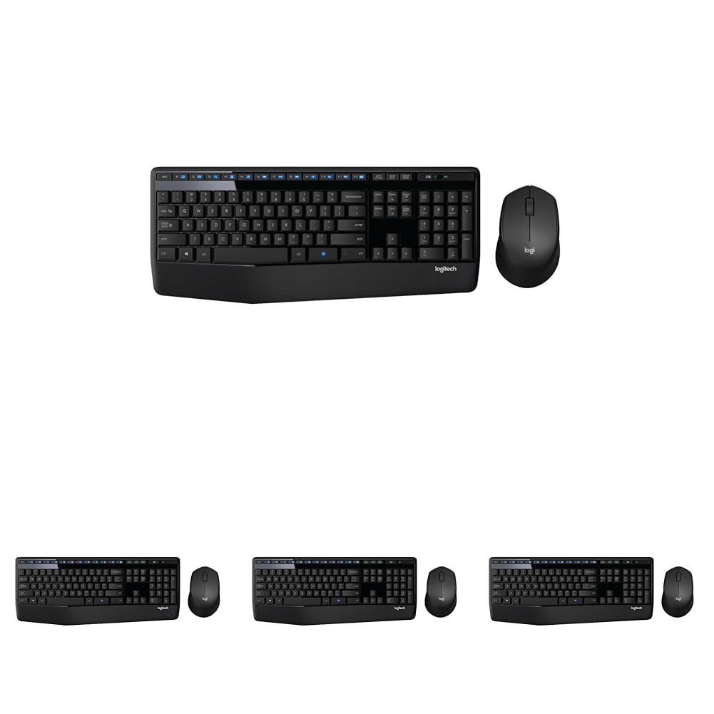 Logitech MK345 Wireless Combo Full-Sized Keyboard with Palm Rest and Comfortable Right-Handed Mouse, 2.4 GHz Wireless USB Receiver, Compatible with PC, Laptop,Black