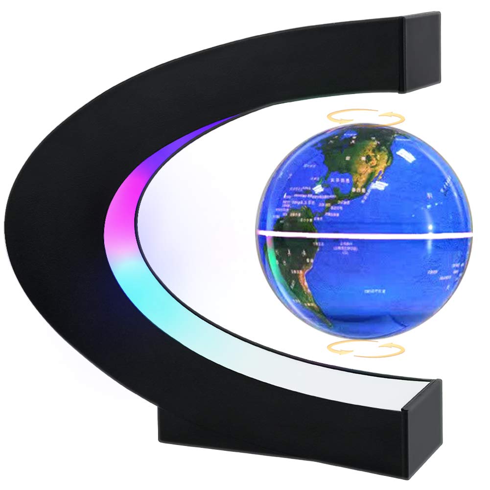 MOKOQI Magnetic Levitating Globe with LED Light, Cool Tech Gift for Men Father Boys and Girls , Birthday Gifts for Kids, Floating Globes World Desk Gadget Decor in Office Home/Display Frame Stand