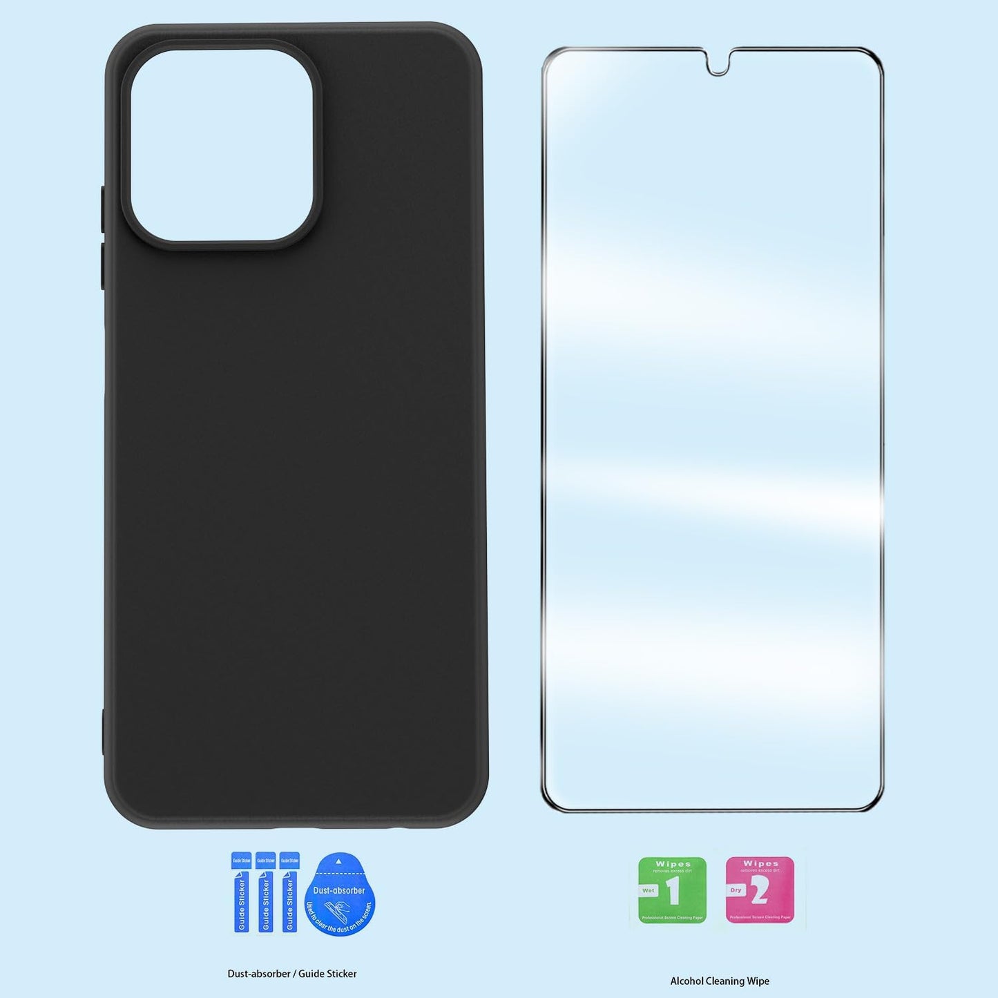 for BLU View 5 Case with Tempered Glass Screen Protector Slim Full-Body Silicone Bumpers Anti-Scratch Shockproof Protective phone Case Cover for BLU View 5(black)