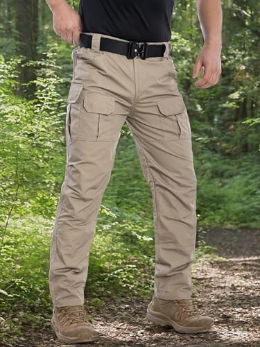 NAVEKULL Men's Outdoor Tactical Pants Rip Stop Lightweight Waterproof Military Combat Cargo Work Hiking Pants
