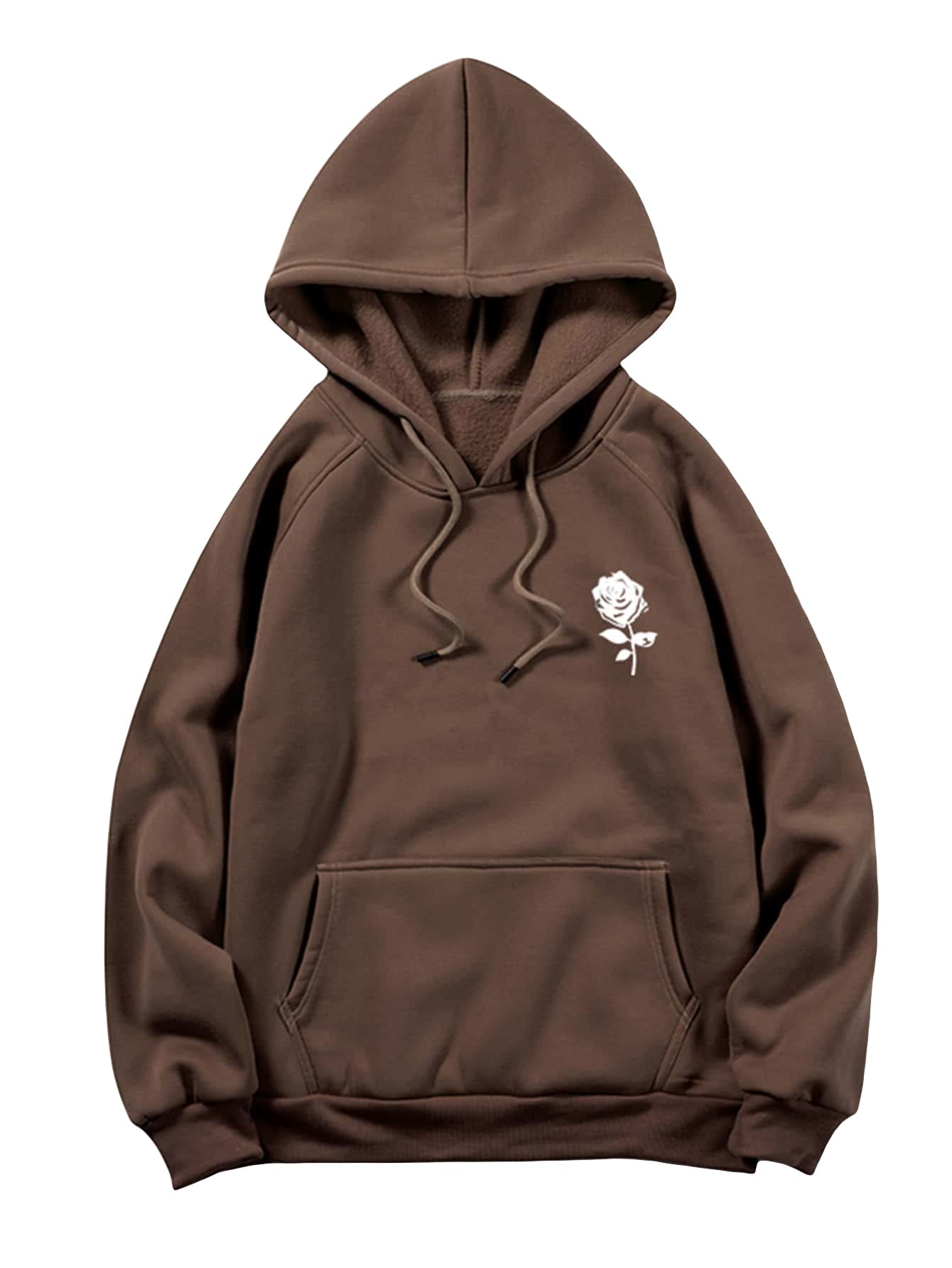 Floerns Men's Graphic Print Long Sleeve Drawstring Hoodie Pullover Sweatshirt