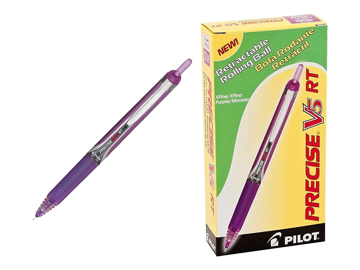 Pilot, Precise V5 RT Refillable & Retractable Rolling Ball Pens, Extra Fine Point 0.5 mm, Assorted Colors, Pack of 12