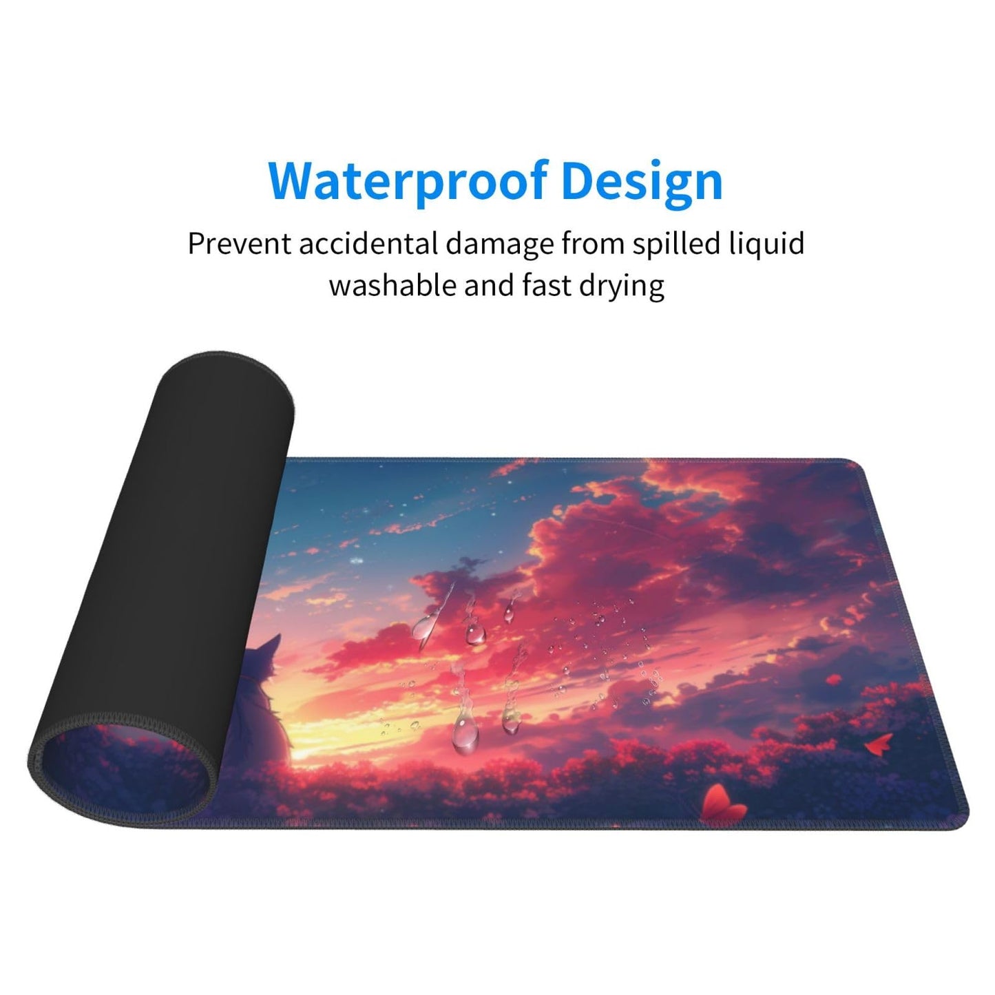 Japanese Mouse Pad, Large Japanese Desk Mat, XL Anime Gaming Keyboard Mat, Non-Slip Rubber Base, Big Extended Desk Protector for Home Office, 31.5”x11.8”