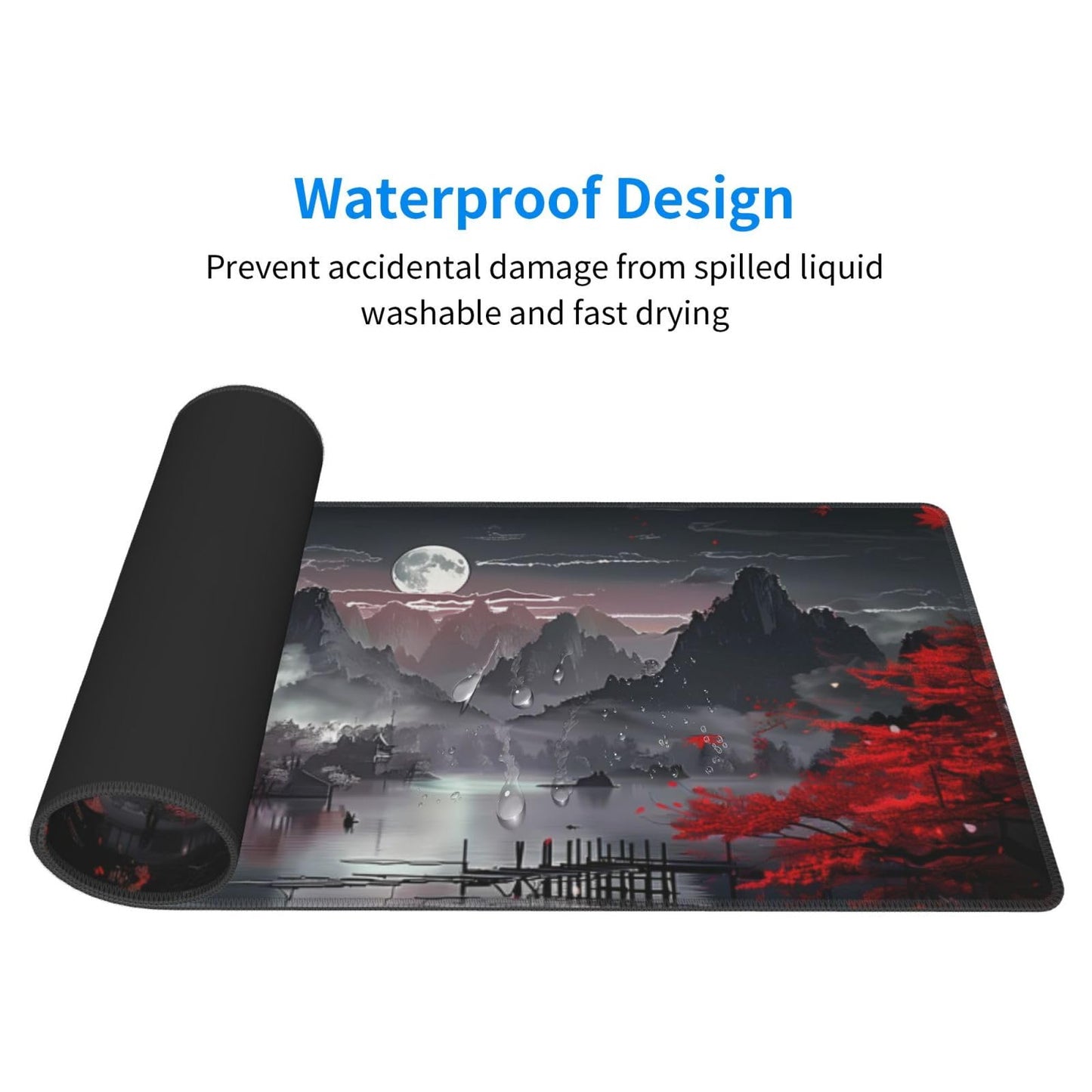 Japanese Mouse Pad, Large Japanese Desk Mat, XL Anime Gaming Keyboard Mat, Non-Slip Rubber Base, Big Extended Desk Protector for Home Office, 31.5”x11.8”