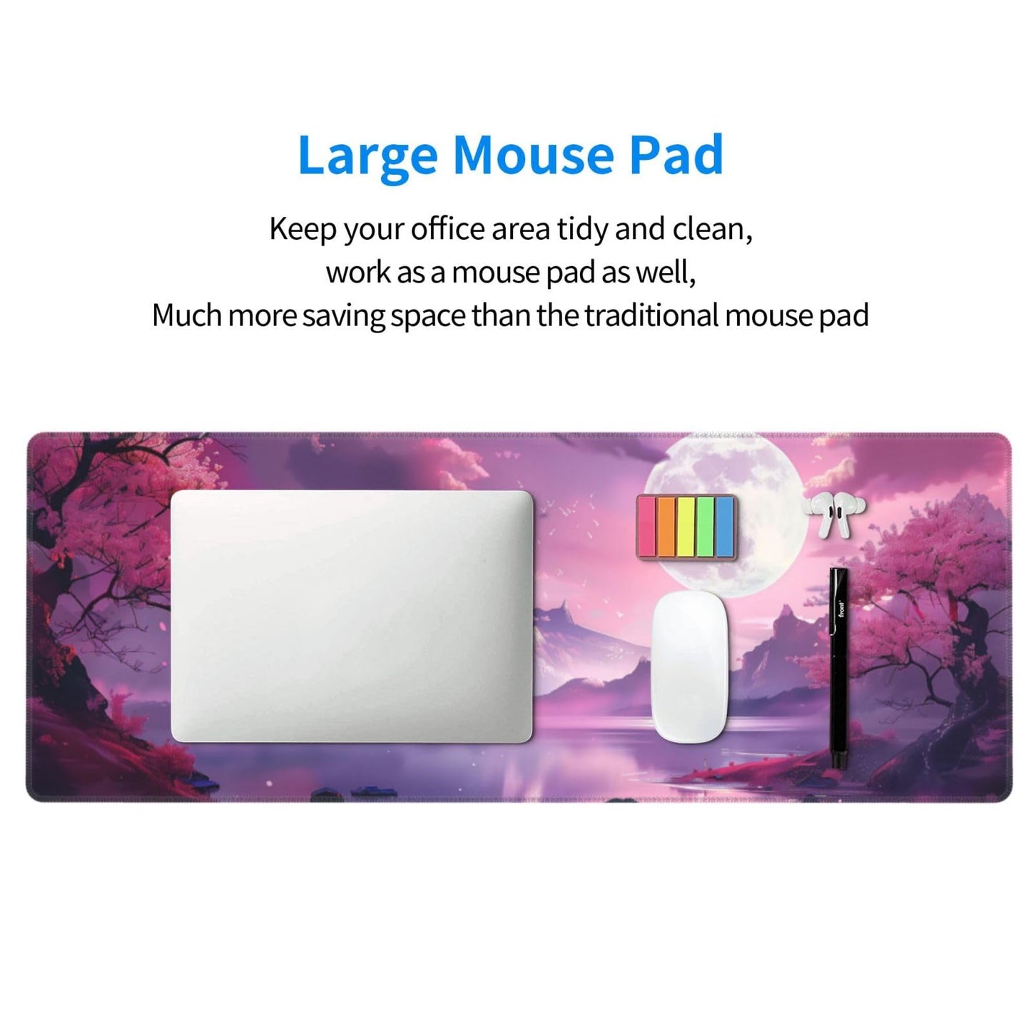 Japanese Mouse Pad, Large Japanese Desk Mat, XL Anime Gaming Keyboard Mat, Non-Slip Rubber Base, Big Extended Desk Protector for Home Office, 31.5”x11.8”