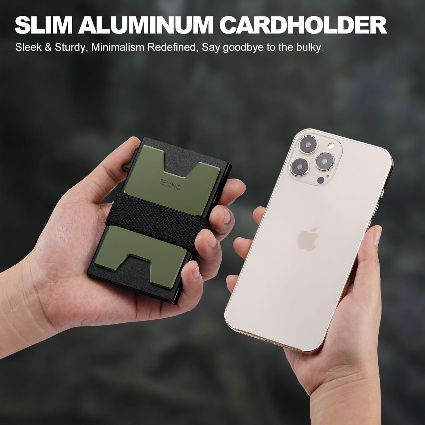 Slim Aluminum Card Holder Wallet for Men, Durable Expandable Backplate, RFID Blocking Minimalist Metal Pop Up Wallet, Holds 12+ Cards Plus Cash (Black)