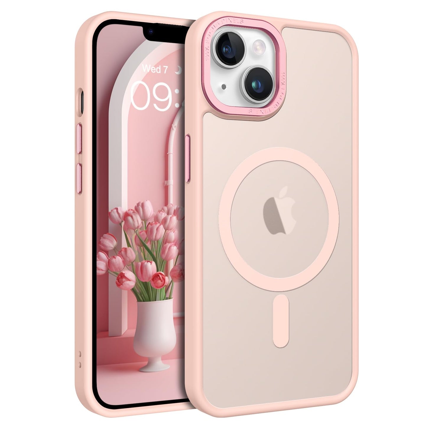 BENTOBEN Magnetic for iPhone 13 Case & iPhone 14 Case [Compatible with Magsafe] Translucent Matte Phone Case iPhone 13/14 Slim Fit Shockproof Women Men Protective Cover for iPhone 13/14 6.1", Hot Pink