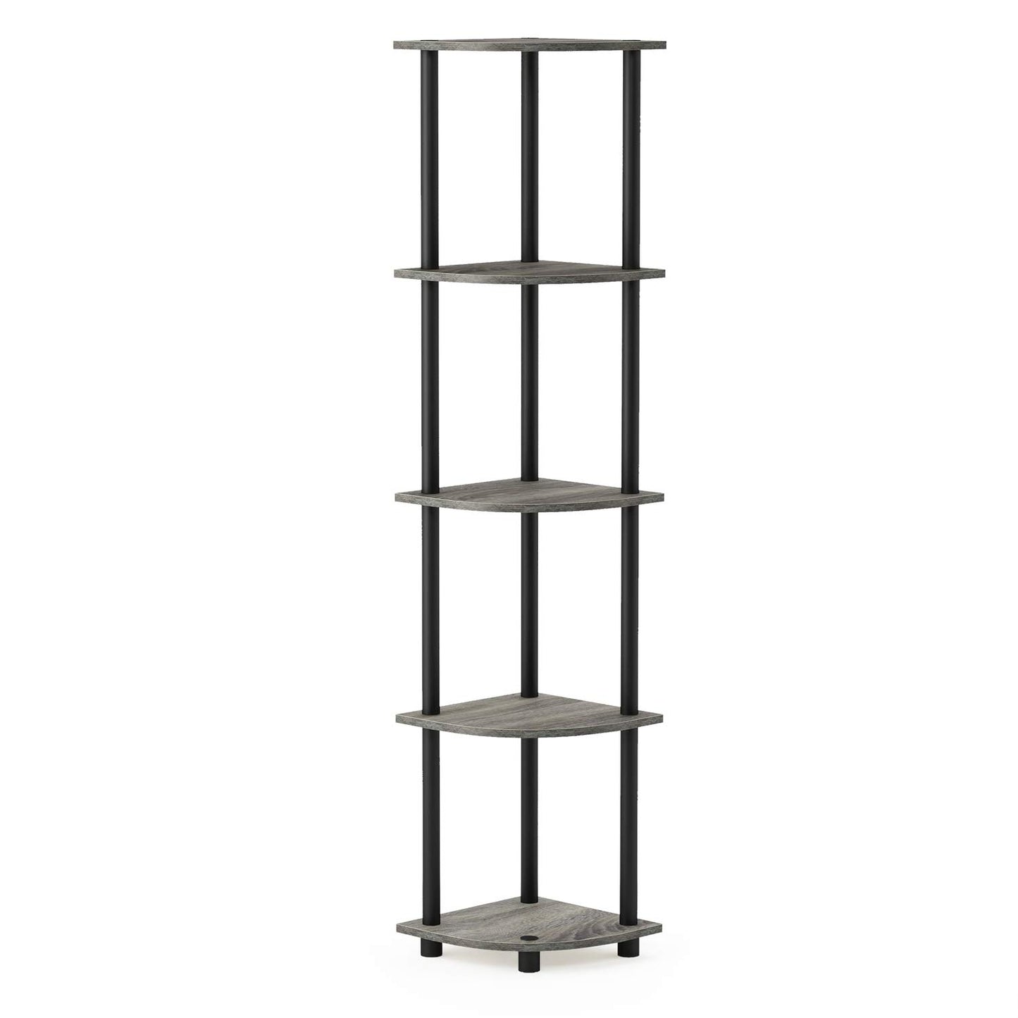 Furinno Turn-N-Tube 5 Tier Corner Display Rack Multipurpose Shelving Unit, 1-Pack, Espresso/Black