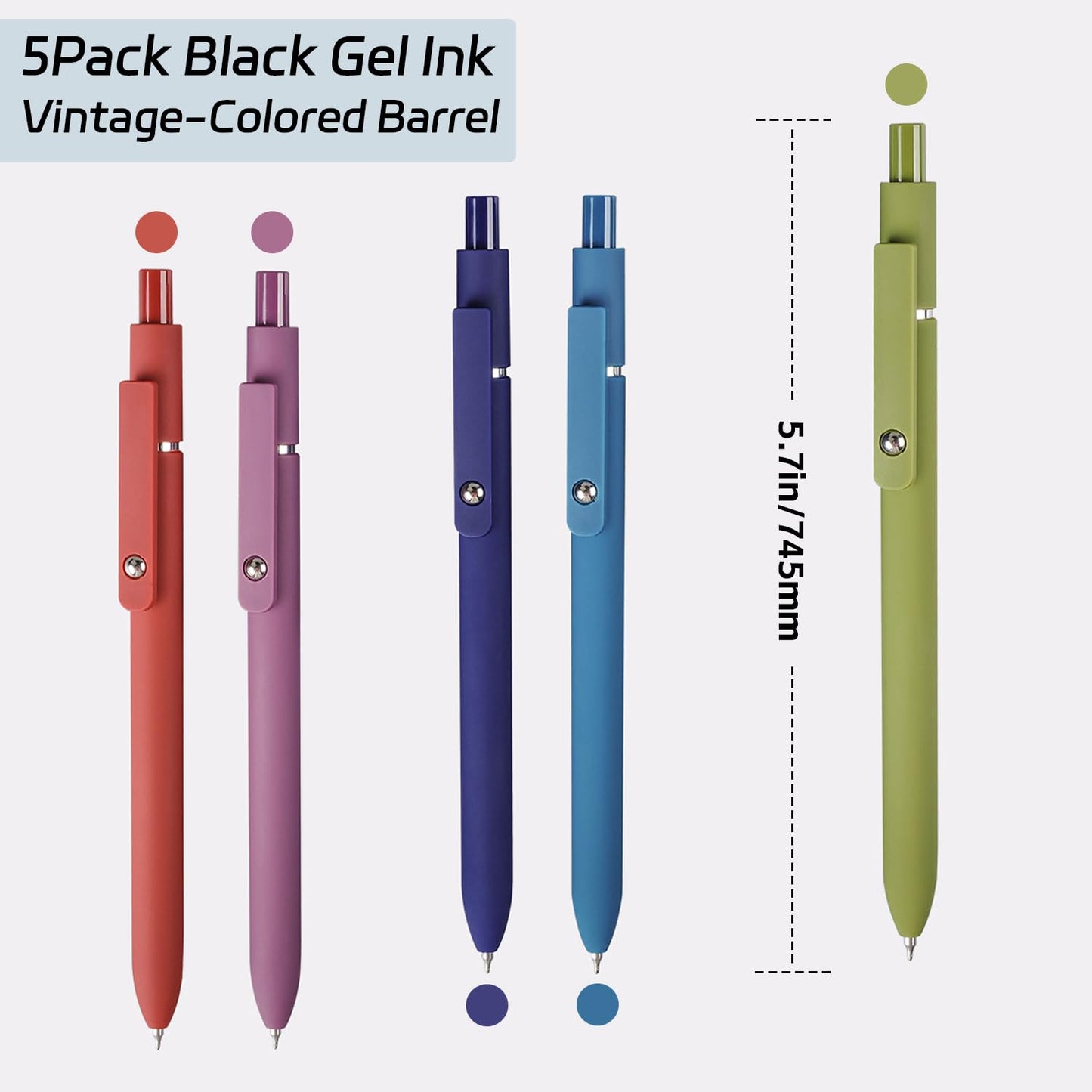 Gel Pens,6 Pcs 0.5mm Fine Point Black Ink Pens With Smooth Writing,Quick Dry Pens For Journaling,Nurse Aesthetic Pens,Office School Supplies for Men Women Student(Black Gray White)