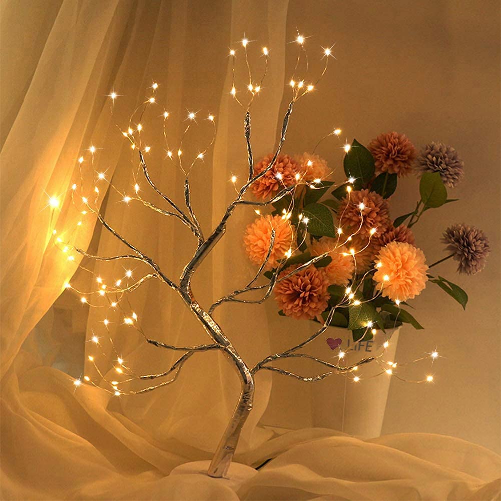 OTAVILEM LED Tabletop Bonsai Tree Light, Aesthetic Tree Lamps for Living Room, Cute Night Light, Battery/USB Operated, DIY Artificial Tree Lamp for Bedroom, Desktop,Christmas, Room Decor