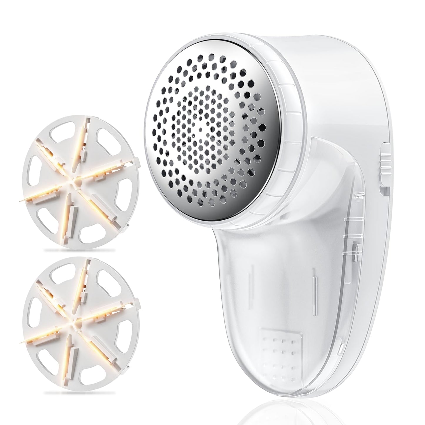 Fabric Shaver Lint Remover, Sweater Shaver with Replaceable Stainless Steel 6-Leaf Blades, Fabric Defuzzer for Clothes Fuzz, Lint Balls - Battery Operated