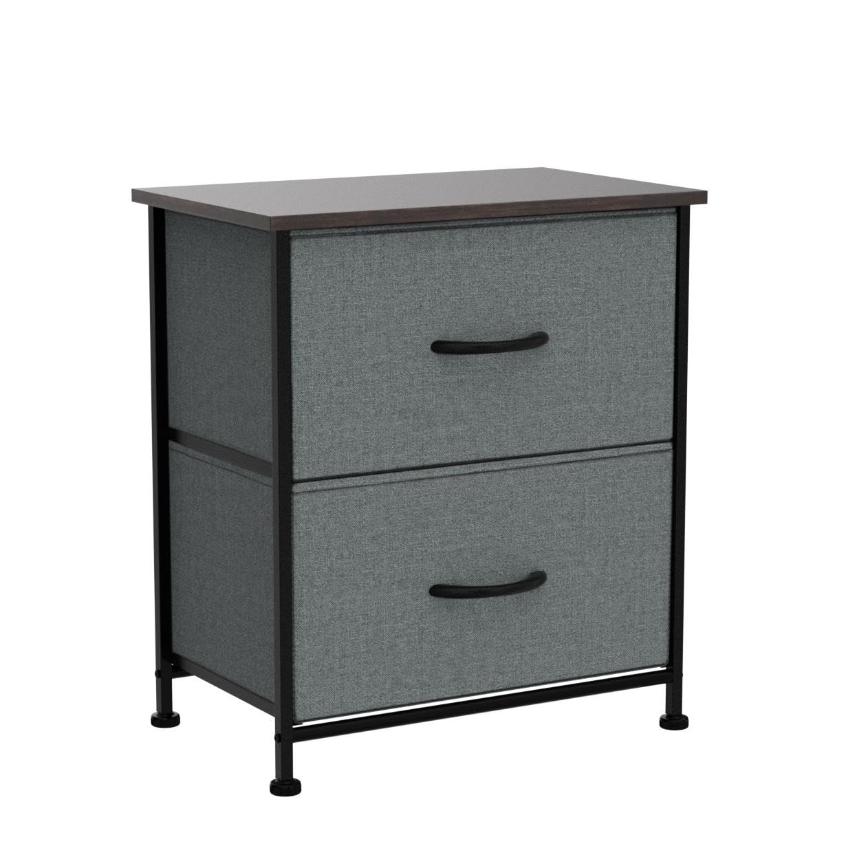 WLIVE Nightstand, 2 Drawer Dresser for Bedroom, Small Dresser with 2 Drawers, Bedside Furniture, Night Stand, End Table with Fabric Bins for Bedroom, Closet, Entryway, College Dorm, Dark Grey