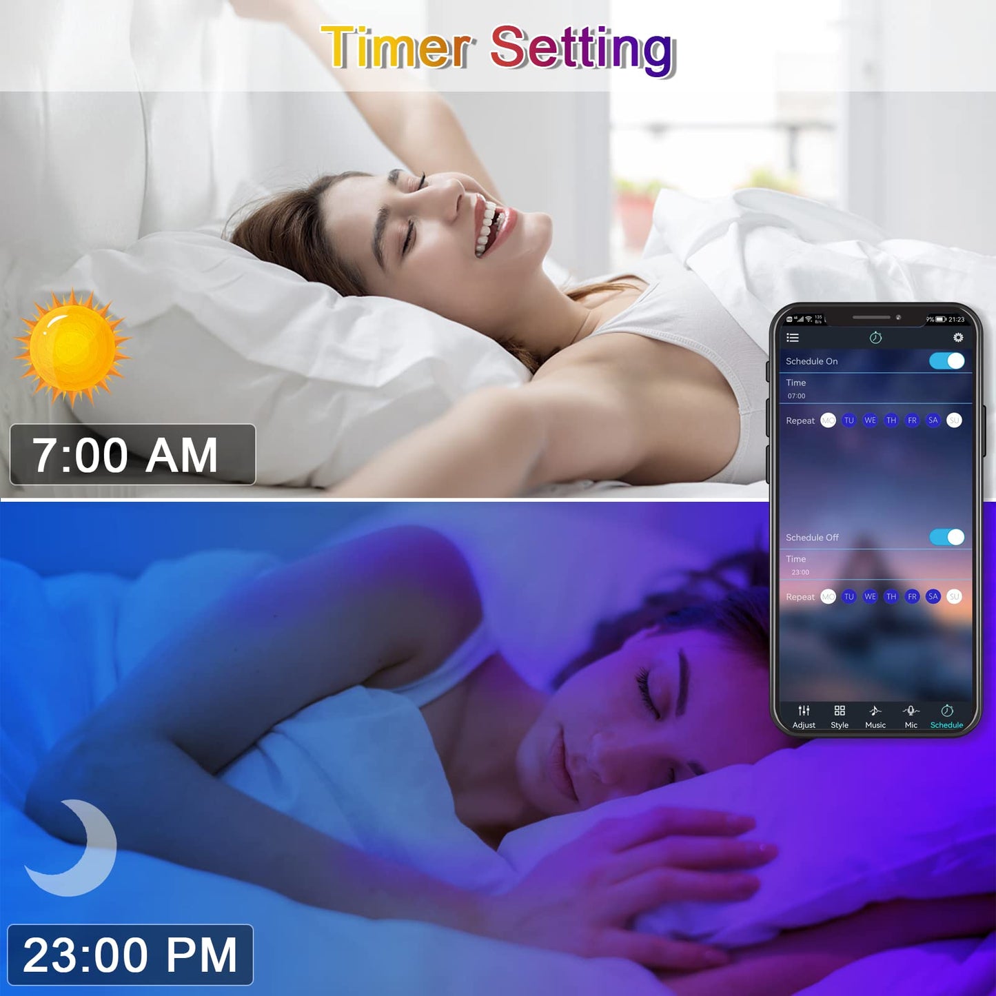KEELIXIN 65.6ft LED Lights for Bedroom, Music Sync RGB LED Strip Lights with APP & Remote Control, Luces LED para Cuarto, Bluetooth LED Lights for Room, Home Decoration