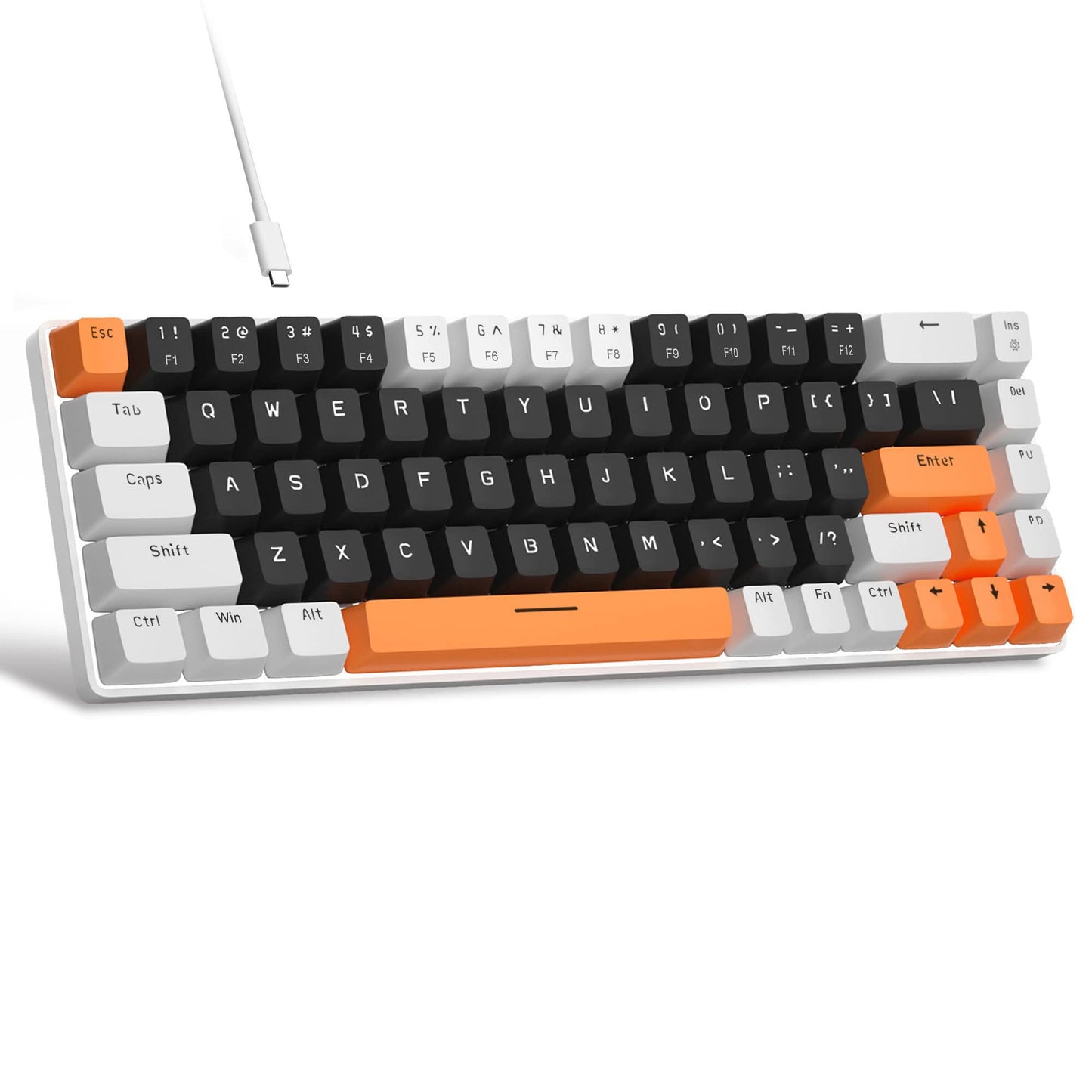 MageGee Portable 60% Mechanical Gaming Keyboard, MK-Box LED Backlit Compact 68 Keys Mini Wired Office Keyboard with Red Switch for Windows Laptop PC Mac - Black/Grey