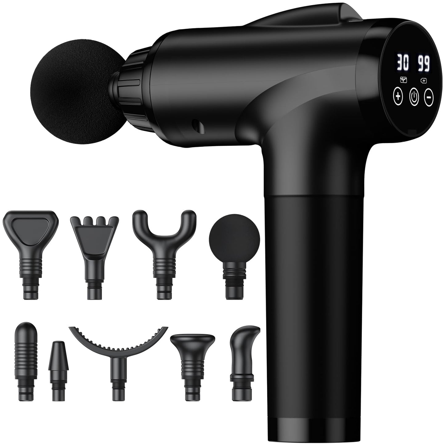 Massage Gun Deep Tissue, Handheld Electric Muscle Massager, High Intensity Percussion Massage Device for Pain Relief with 9 Attachments & 30 Speed(Grey)