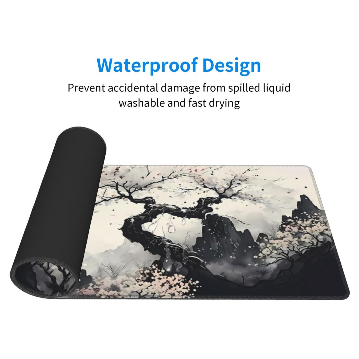 Japanese Mouse Pad, Large Japanese Desk Mat, XL Anime Gaming Keyboard Mat, Non-Slip Rubber Base, Big Extended Desk Protector for Home Office, 31.5”x11.8”