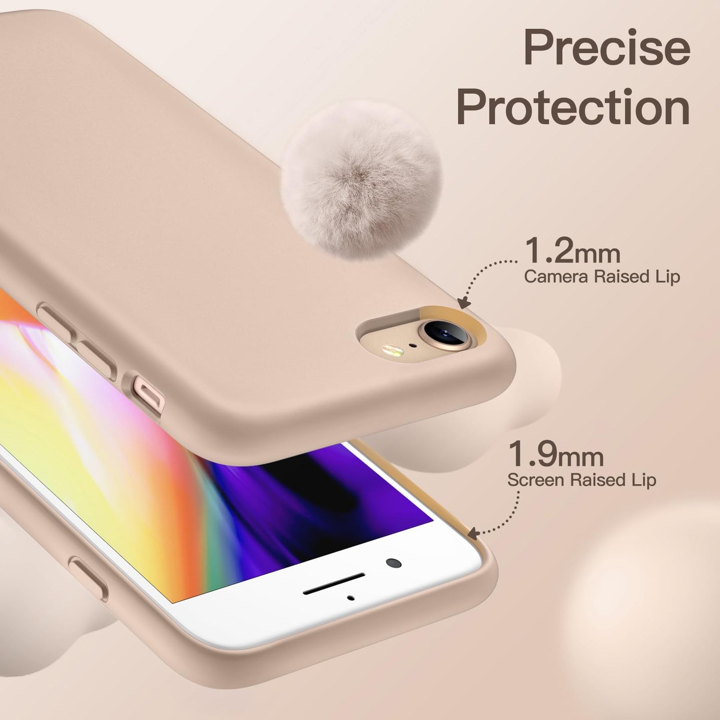 JETech Silicone Case for iPhone SE 3/2 (2022/2020 Edition), iPhone 8 and iPhone 7, 4.7-Inch, Silky-Soft Touch Full-Body Protective Case, Shockproof Cover with Microfiber Lining (Black)