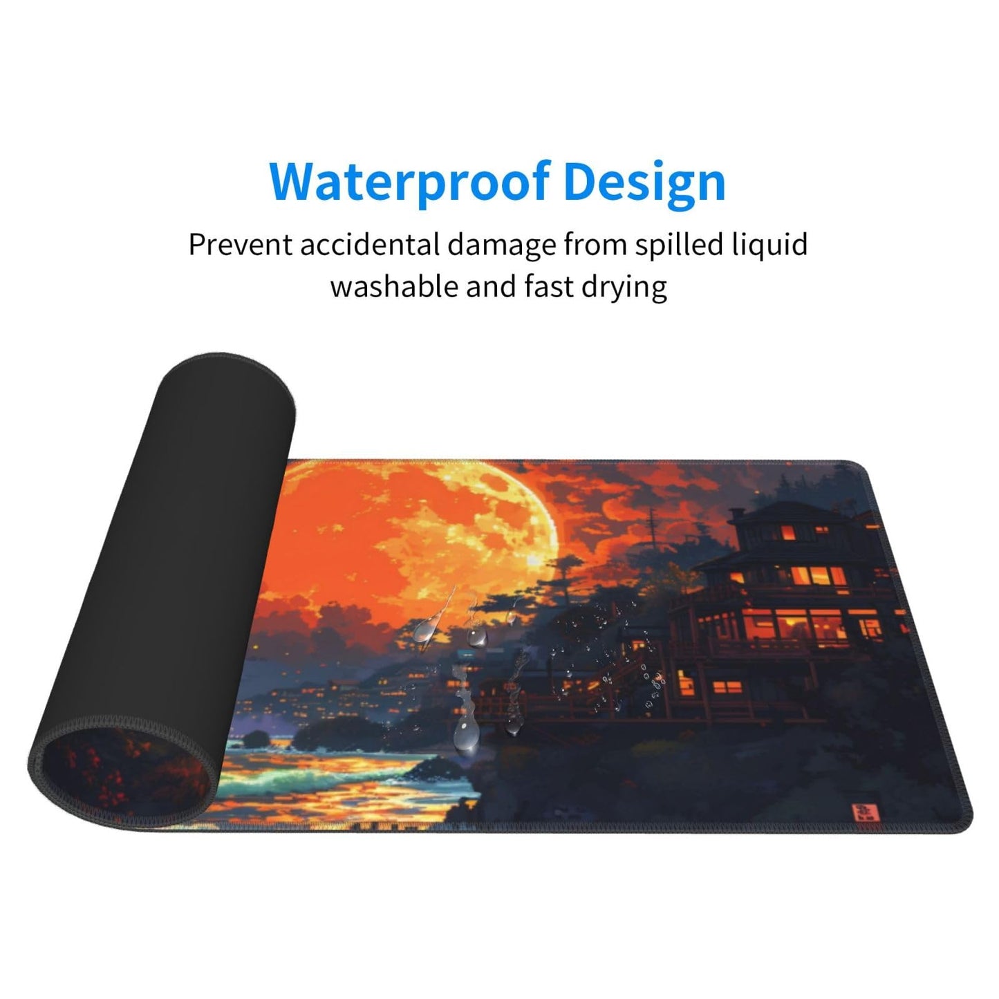 Japanese Mouse Pad, Large Japanese Desk Mat, XL Anime Gaming Keyboard Mat, Non-Slip Rubber Base, Big Extended Desk Protector for Home Office, 31.5”x11.8”