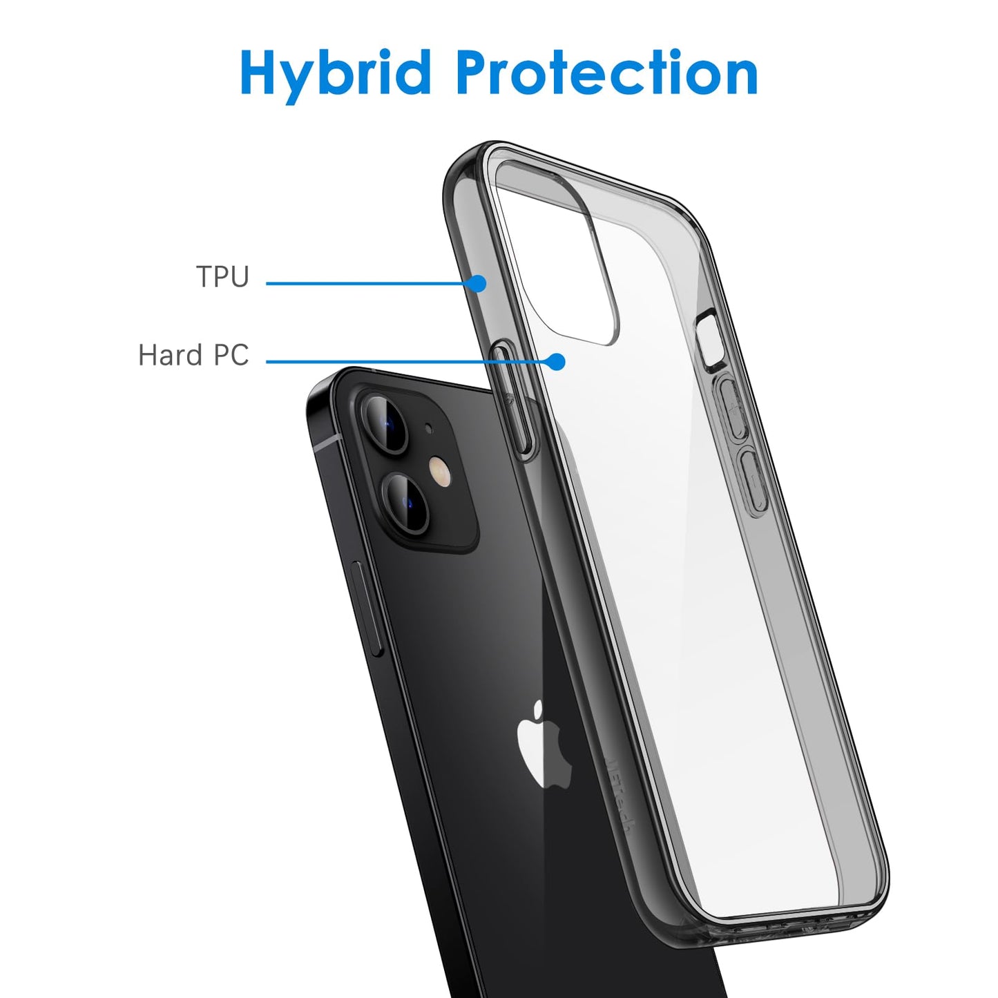 JETech Case for iPhone 12/12 Pro 6.1-Inch, Non-Yellowing Shockproof Phone Bumper Cover, Anti-Scratch Clear Back (HD Clear)