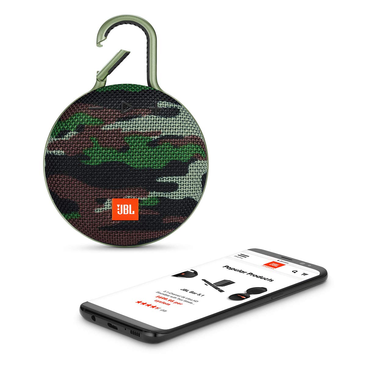 JBL Clip 3, Black - Waterproof, Durable & Portable Bluetooth Speaker - Up to 10 Hours of Play - Includes Noise-Cancelling Speakerphone & Wireless Streaming