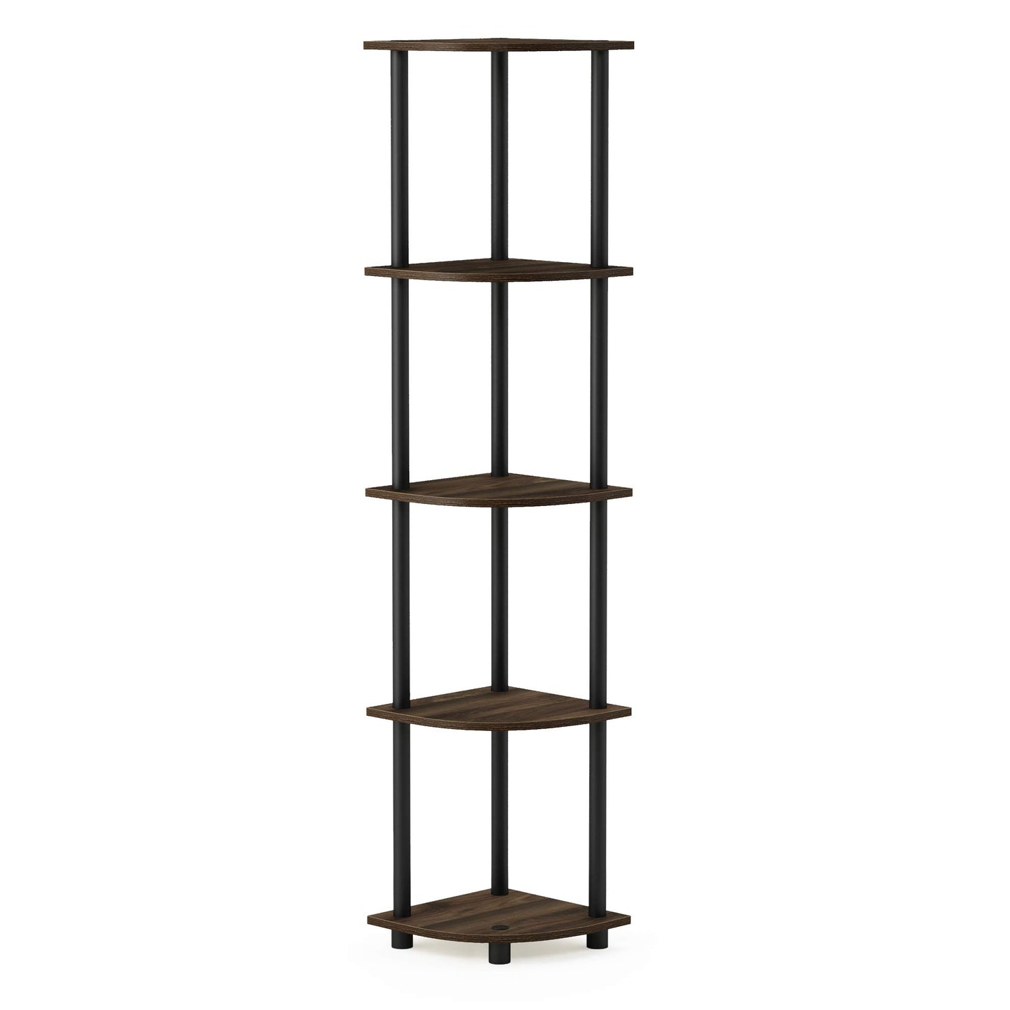 Furinno Turn-N-Tube 5 Tier Corner Display Rack Multipurpose Shelving Unit, 1-Pack, Espresso/Black