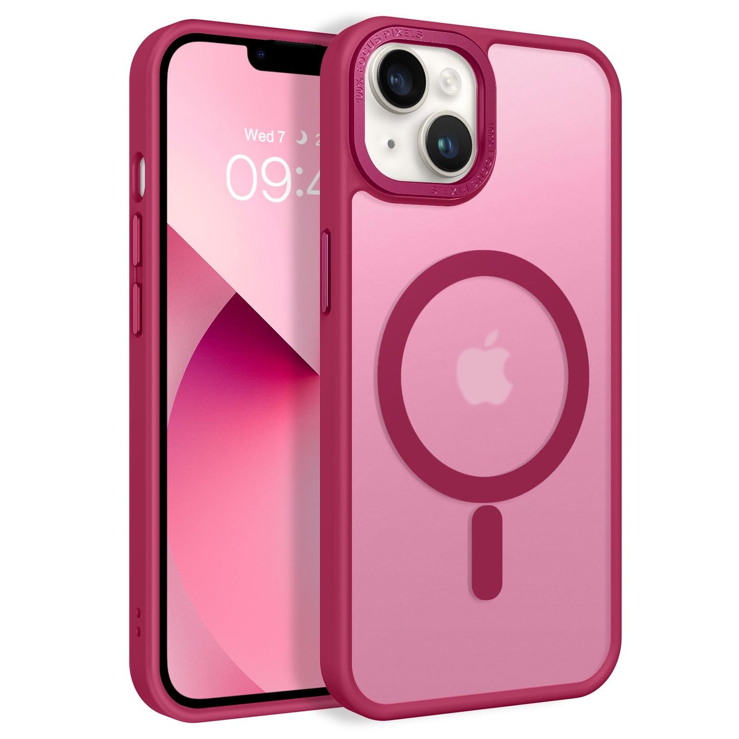 BENTOBEN Magnetic for iPhone 13 Case & iPhone 14 Case [Compatible with Magsafe] Translucent Matte Phone Case iPhone 13/14 Slim Fit Shockproof Women Men Protective Cover for iPhone 13/14 6.1", Hot Pink
