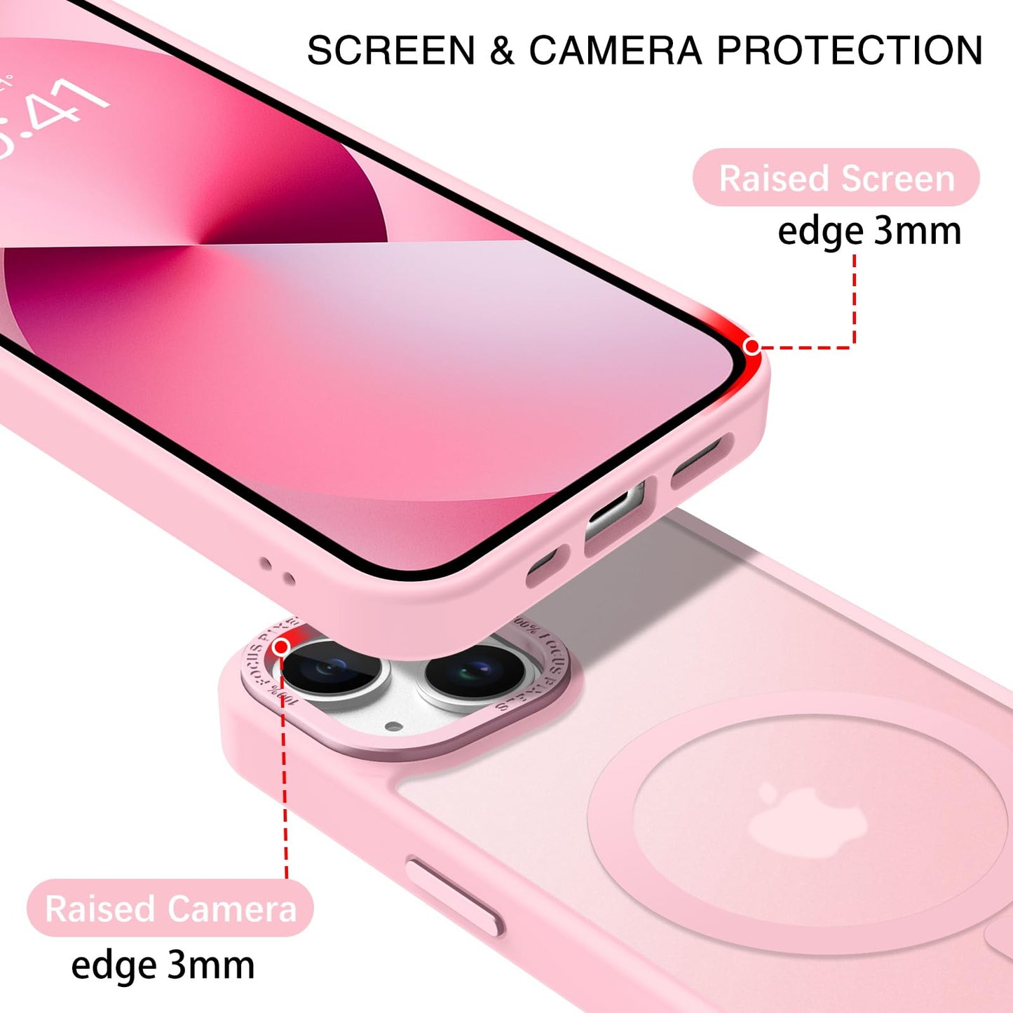 BENTOBEN Magnetic for iPhone 13 Case & iPhone 14 Case [Compatible with Magsafe] Translucent Matte Phone Case iPhone 13/14 Slim Fit Shockproof Women Men Protective Cover for iPhone 13/14 6.1", Hot Pink