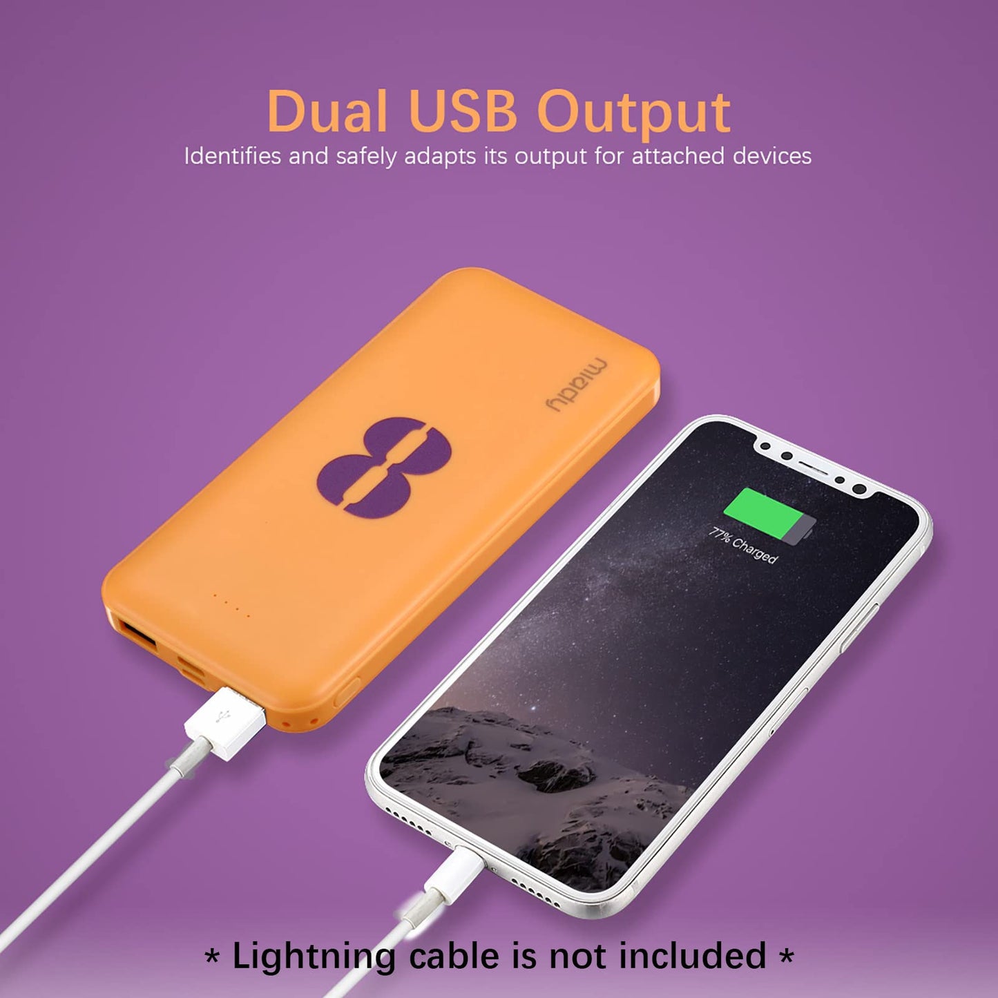 Miady 2-Pack 10000mAh Dual USB Portable Charger, USB-C Fast Charging Power Bank, Backup Charger for iPhone 15/14/13, Galaxy S23/22, Pixel and etc