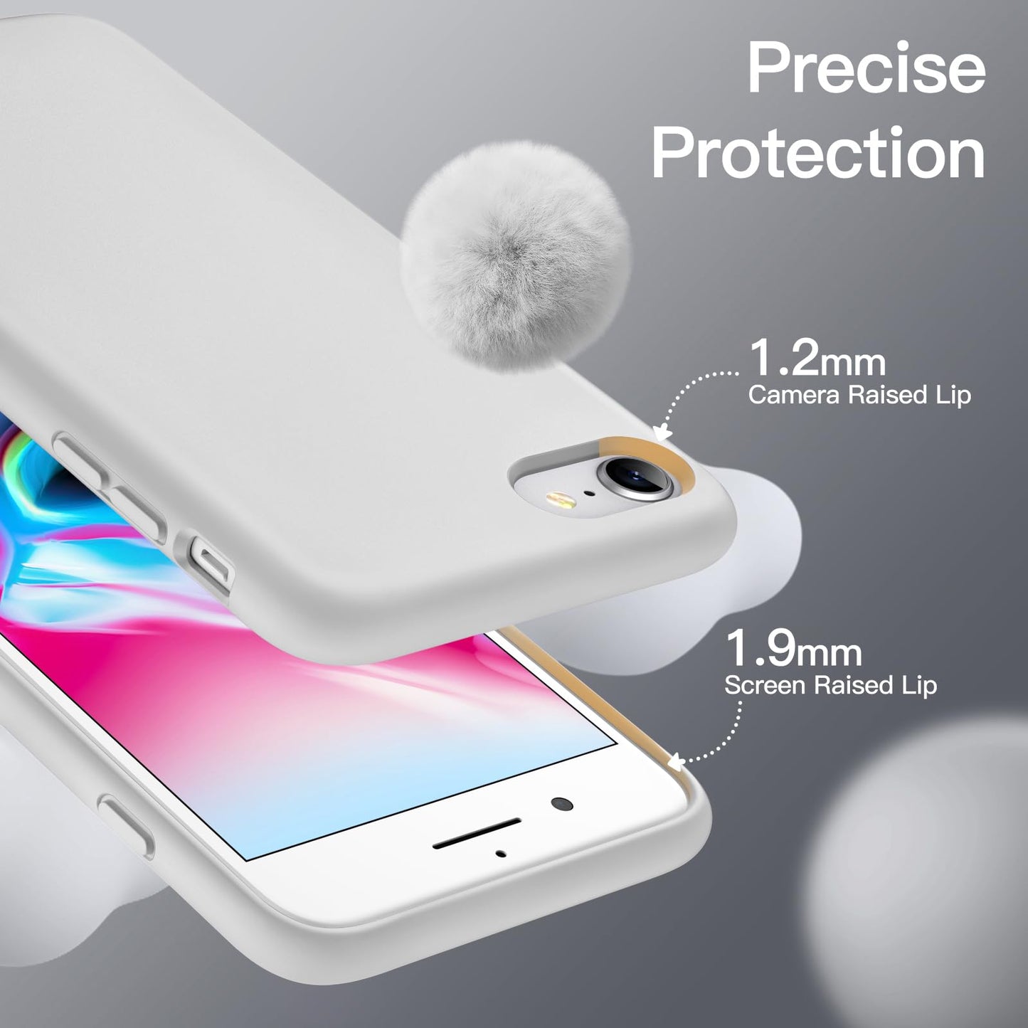 JETech Silicone Case for iPhone SE 3/2 (2022/2020 Edition), iPhone 8 and iPhone 7, 4.7-Inch, Silky-Soft Touch Full-Body Protective Case, Shockproof Cover with Microfiber Lining (Black)