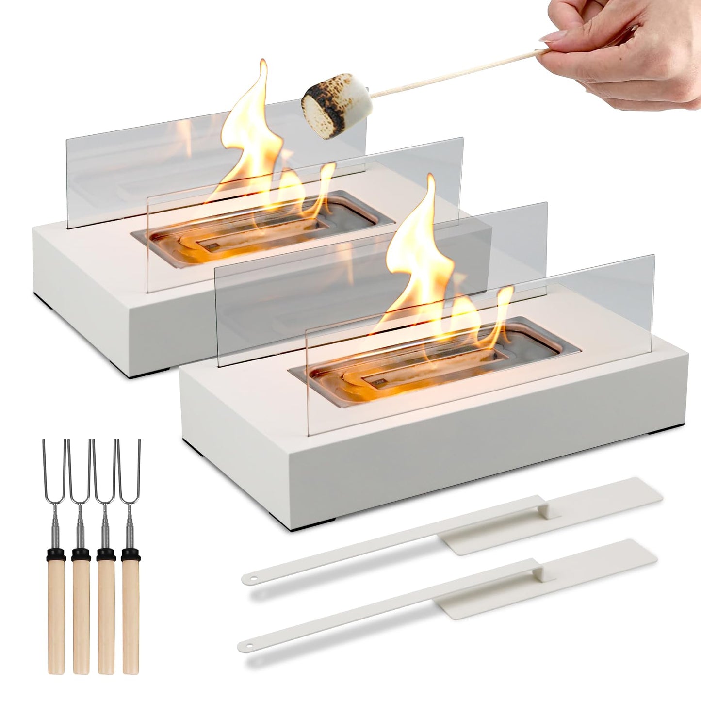 2024 New Tabletop Fire Pit,Woodgrain Portable Table Top Firepit Outdoor Indoor Table top Fireplace Smores Maker for Family Dinner Party Patio Balcony Backyard Housewarming Table Decor