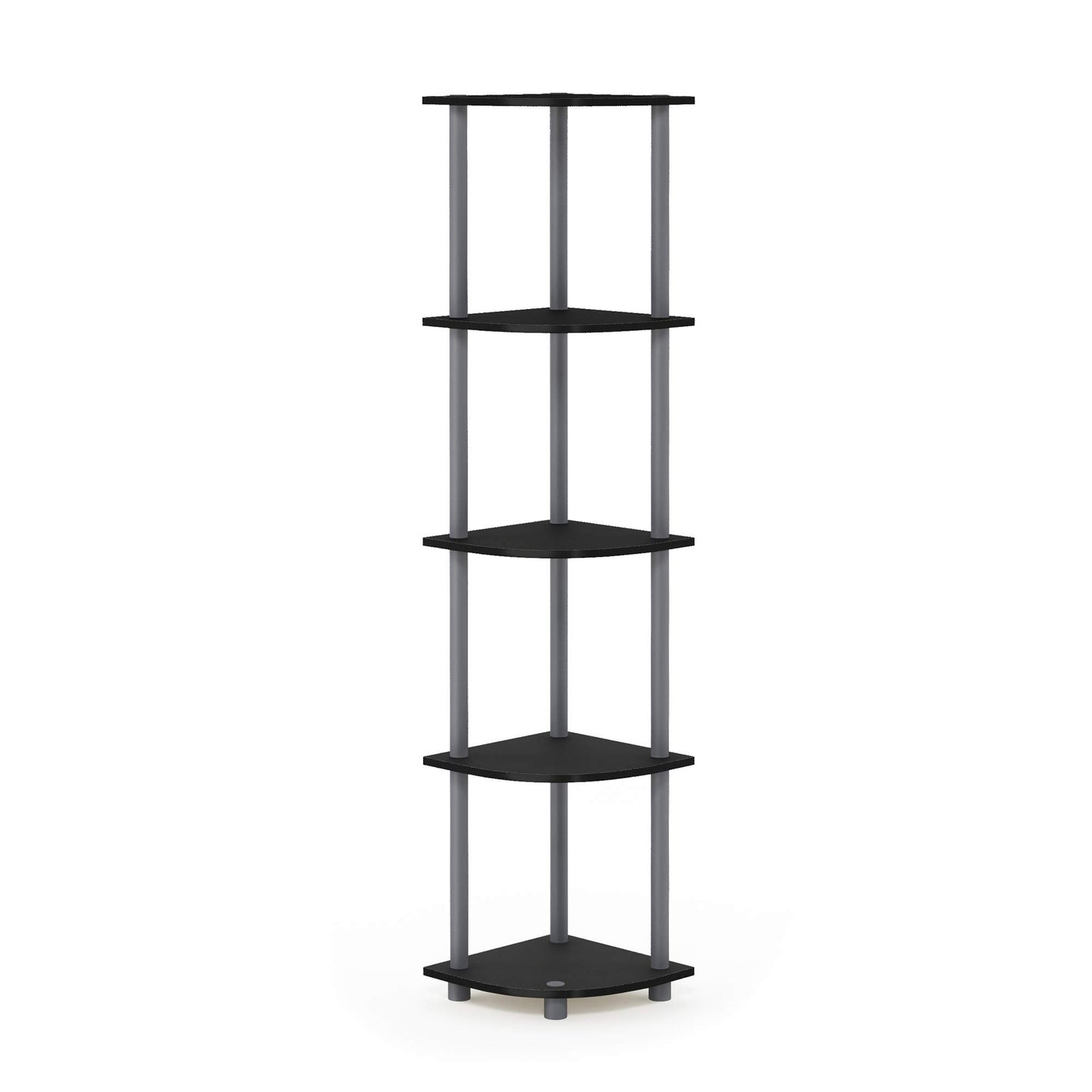 Furinno Turn-N-Tube 5 Tier Corner Display Rack Multipurpose Shelving Unit, 1-Pack, Espresso/Black