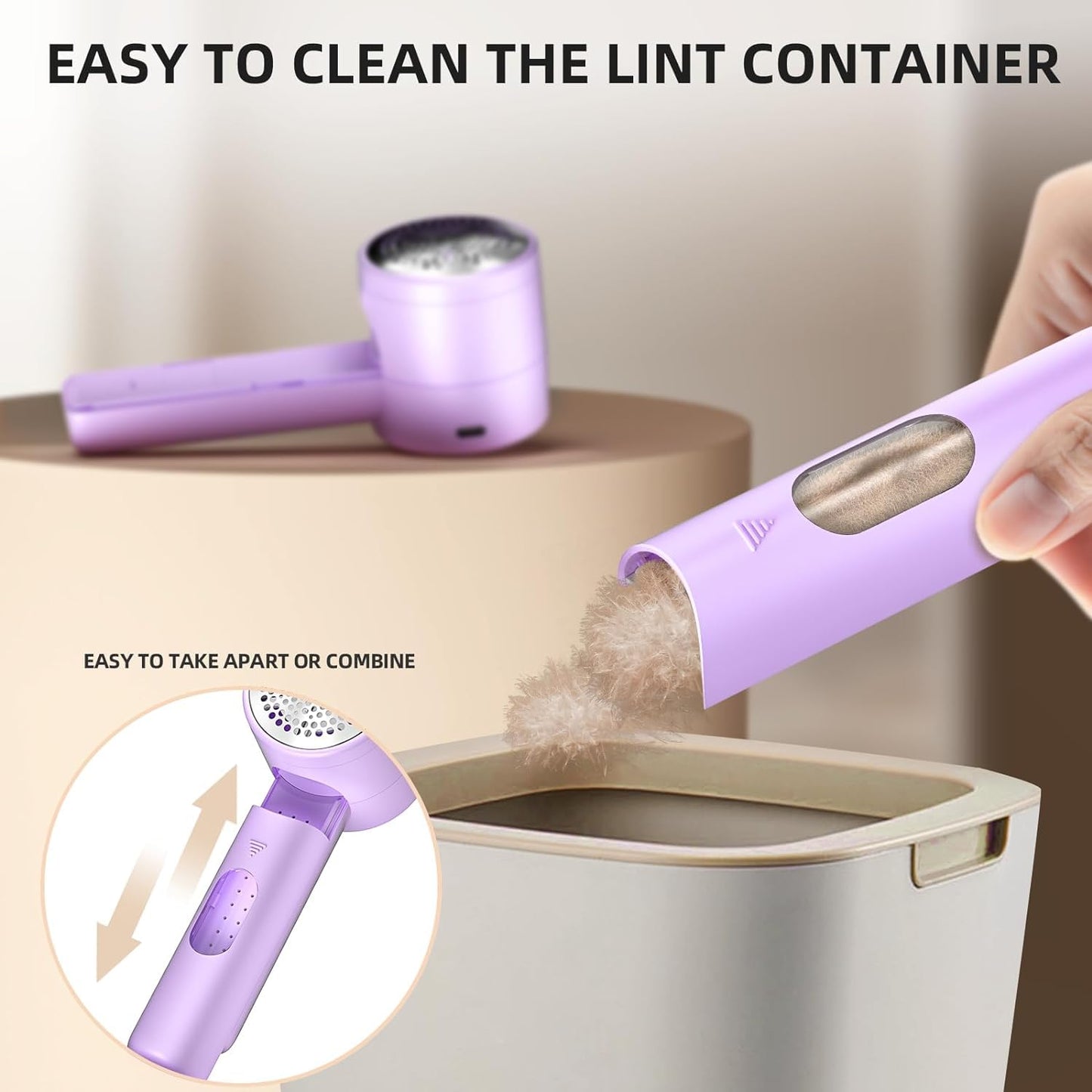 Fabric Shaver, Lint Remover Rechargeable, Electric Portable Sweater Defuzzer with 3 Speeds, 6 Leaf Blades, Digital LED Display to Remove Pilling for Clothes, Furniture, Sweater, Couch, Blanket