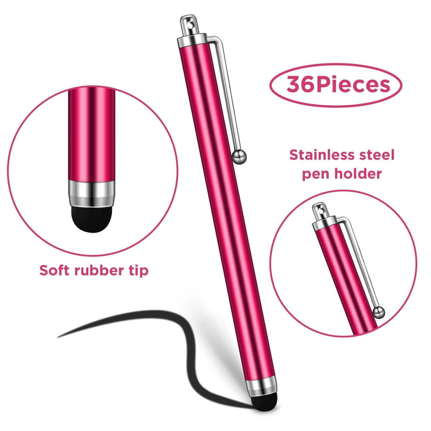 Outus Stylus Pen Set of 36 for Universal Capacitive Touch Screens Devices, Stylus Pens for Touch Screens Devices, Compatible with Tablet (Black)