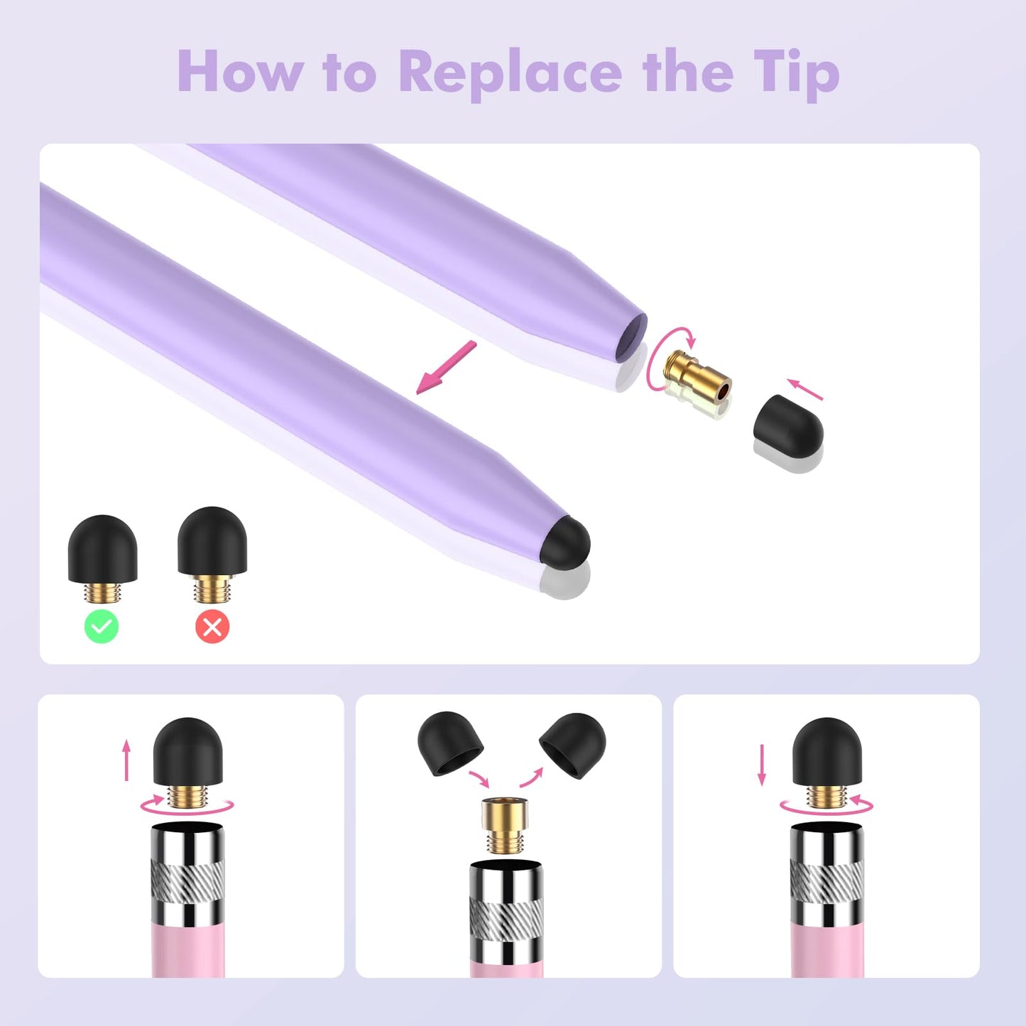 Stylus Pens for Touch Screens 5 Pack, Stylushome Dual-end High Sensitivity Capacitive Stylus for iPad, iPhone, Android Samsung and Tablets All Universal Touchscreen Devices with 10 Rubber Tips