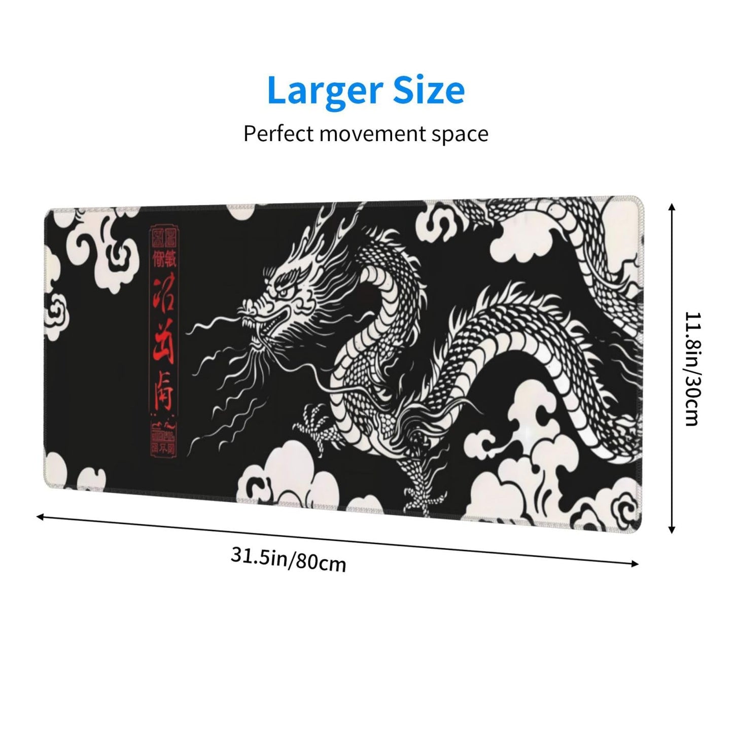 Japanese Mouse Pad, Large Japanese Desk Mat, XL Anime Gaming Keyboard Mat, Non-Slip Rubber Base, Big Extended Desk Protector for Home Office, 31.5”x11.8”