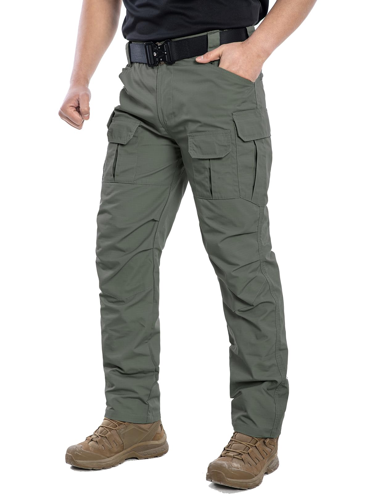 NAVEKULL Men's Outdoor Tactical Pants Rip Stop Lightweight Waterproof Military Combat Cargo Work Hiking Pants